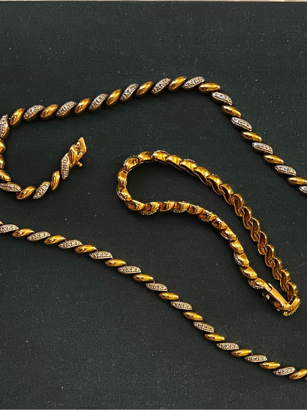 Ross-Simons Gold and Silver-Tone Twisted Link Necklace and Bracelet Set